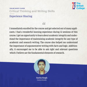 Critical Thinking and Writing Skills attendee experience sharing